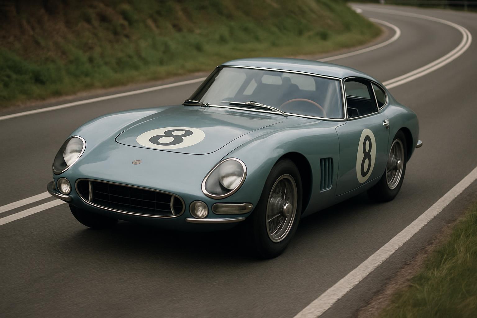 Ferrari classica anni ’50 in marcia, icona della tradizione automobilistica italiana